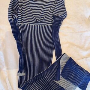 Knitz for Love and Lemons Blue Ribbed Dress